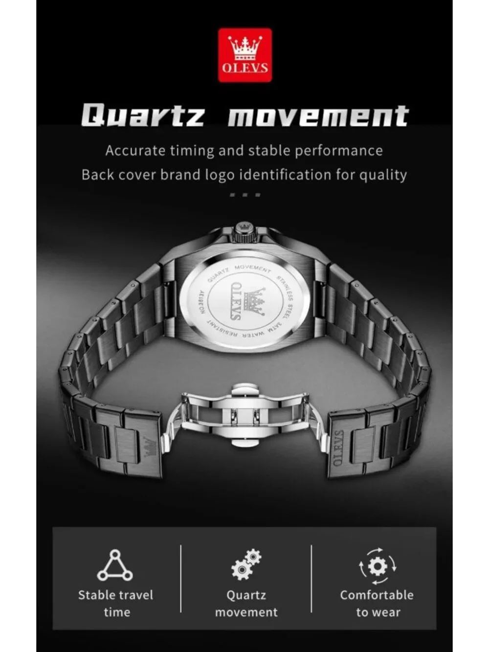 Luxury Men's Dress Watch - Large Dial, Waterproof, Stainless Steel, Elegant